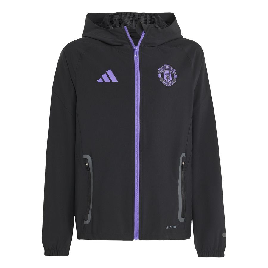 Manchester United Training Jacket Tiro 25 Competition Vis Tech Travel - Black/Purple Rush Kids-SoccerKits Hub | Buy Soccer Jerseys Online